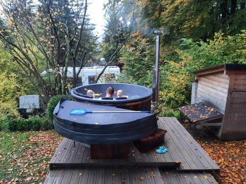 Wood fired hot - tub, with