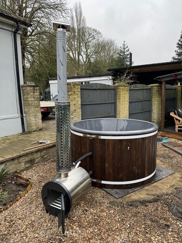 Wood fired fibreglass hot tub - wood,