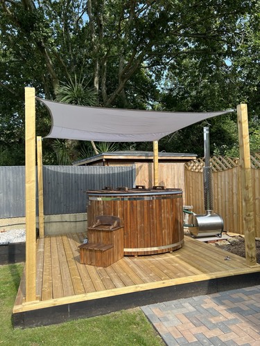 Wood fired fibreglass hot tub - wood,