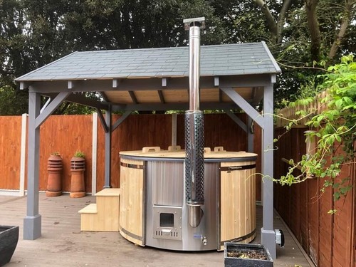 Wood fired hot tub garden - fired,