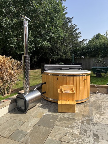 Wood fired fibreglass hot tub - fibreglass,
