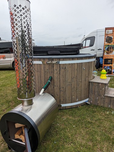 Hot tub with external - with, wood